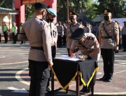 Kapolres Takalar Pimpin Upacara Serah Terima Jabatan Tiga Pejabat Polres Takalar