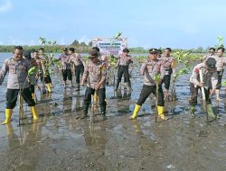 Rakorbin SDM Tahun 2023, Polres Takalar Tanam Ratusan Pohon Mangrove